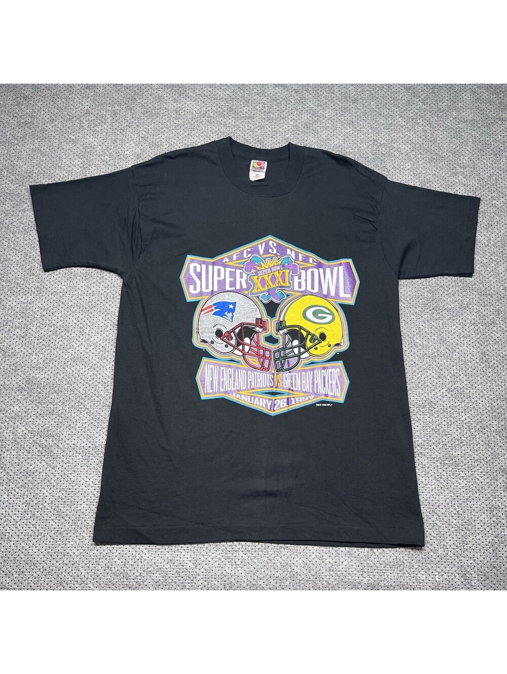 Vintage 1996 New England Patriots Vs Green Bay Packers Super Bowl T-Shirt XL